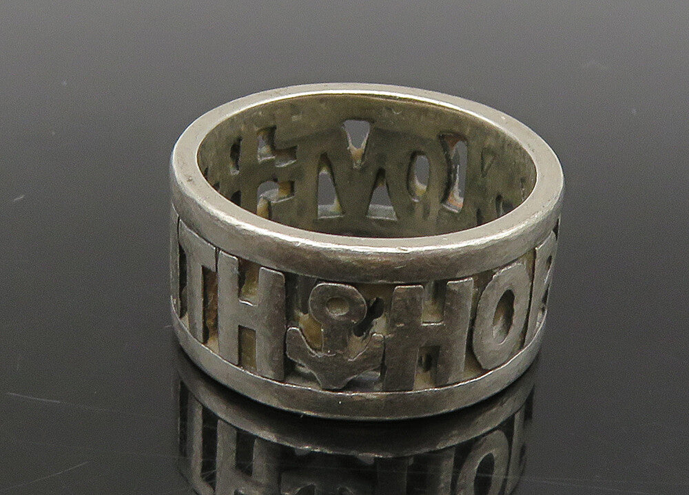 AVERY 925 Sterling Silver   Vintage Faith Hope & Love Band Ring Sz 6  RG23182
