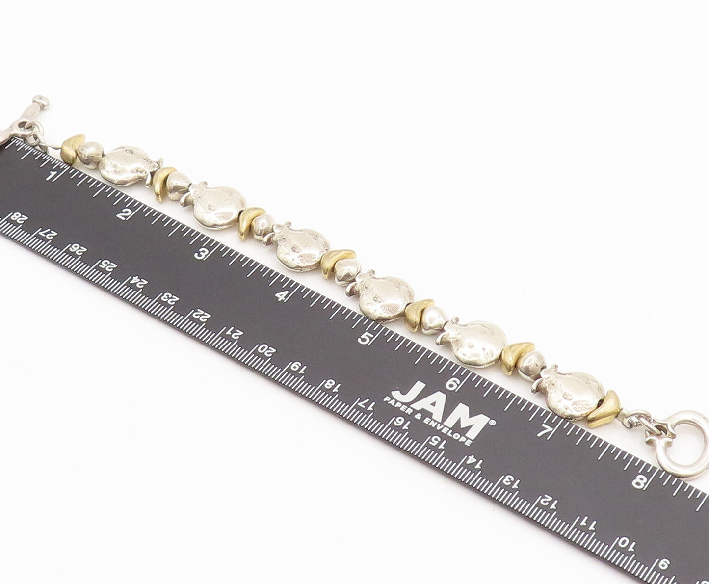 DANON 925 Sterling Silver  Vintage Bag & Pebbles Connect Bracelet BT9876