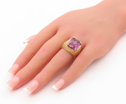 925 Sterling Silver Vintage Ring DAVID SIGAL Gold Plated Square CZ SZ 6  RG31960