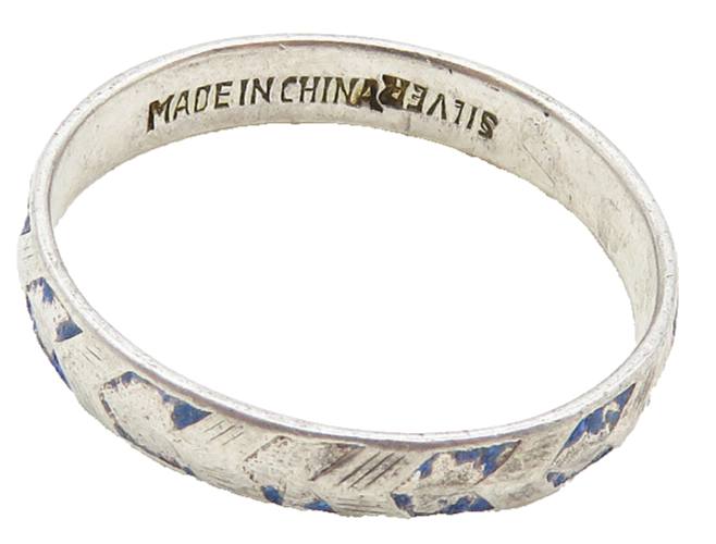 925 Sterling Silver  Vintage Arrow Patterned Petite Band Ring Sz 6.5  RG10025