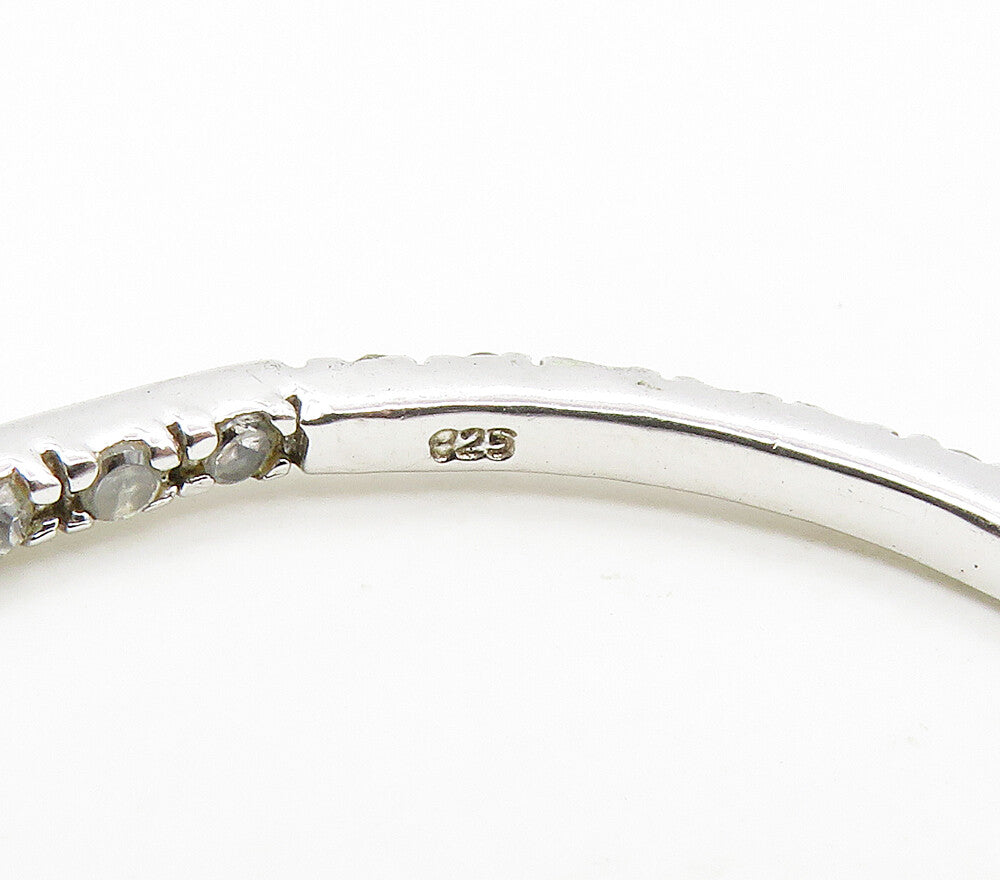 925 Sterling Silver  Shiny Topaz Round Hoop Earrings  EG8381