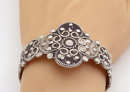 MEXICO 925 Sterling Silver  Vintage Oxidized Swirl Twist Cuff Bracelet  BT2727