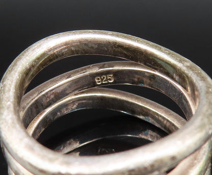 EMPORIO ARMANI 925 Silver  Vintage Modernist Wavy Open Band Ring Sz 7  RG25717