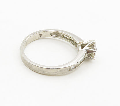 925 Sterling Silver  Cubic Zirconia Solitaire With Accents Ring Sz 10  RG15570