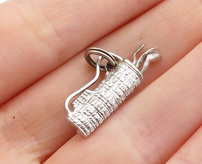 925 Sterling Silver  Vintage Petite Bag Of Golf Clubs Sports Pendant  PT4694