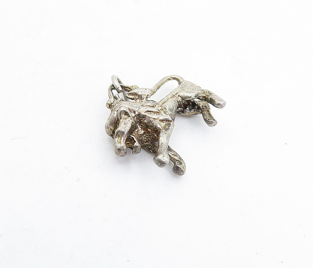 925 Sterling Silver  Vintage Dark Tone Sculpted Lion Motif Pendant  PT3920