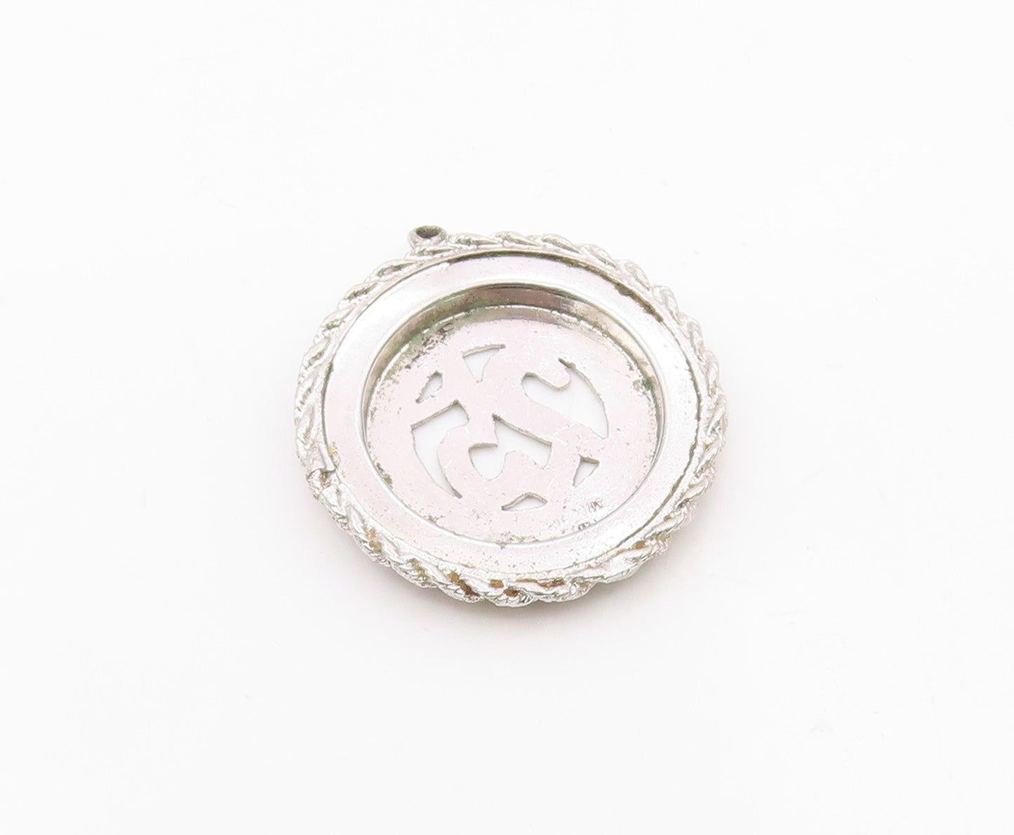 925 Sterling Silver  Vintage Happy 25th Anniversary Twist Drop Pendant  PT6193