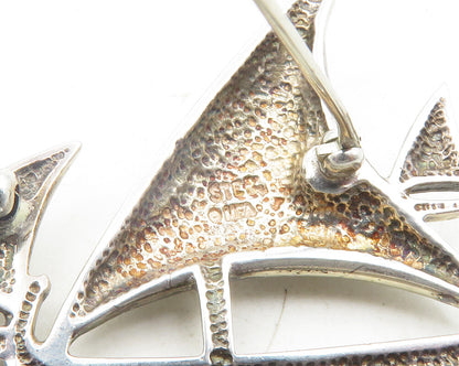 925 Sterling Silver  Vintage Shiny Smooth Sail Boat Motif Brooch Pin  BP4365