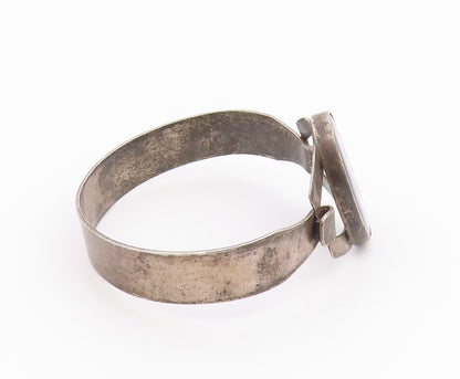 ISRAEL 925 Sterling Silver  Vintage Enamel Art Hook Bangle Bracelet  BT9307