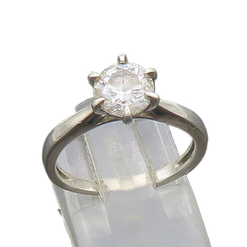 925 Sterling Silver  Vintage Cubic Zirconia Solitaire Ring Sz 6.5  RG20998