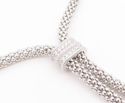 925 Sterling Silver Vintage Necklace JUDITH RIPKA CZ Elegant Tassel Chain NE4857