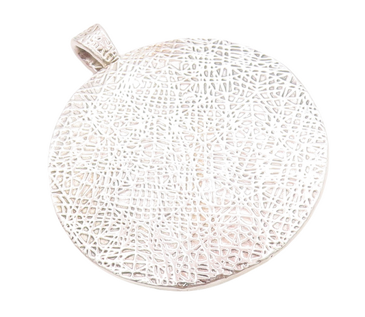 925 Sterling Silver Vintage Pendant OR PAZ ISRAEL Large Brutalist Etched PT23843