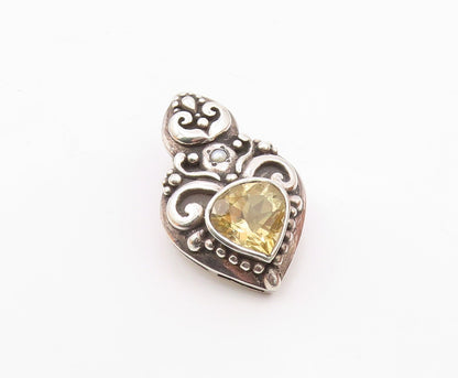 925 Sterling Silver  Vintage Citrine & Petite Pearl Swirl Pendant  PT16826
