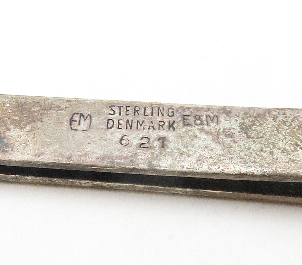 E&M DENMARK 925 Sterling Silver  Vintage Dark Tone Etched Tie Clip  TR2115