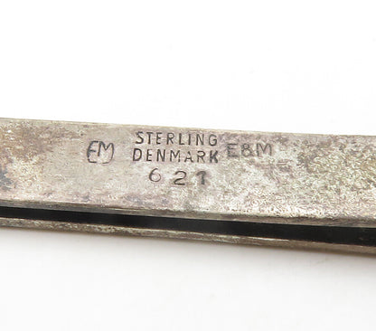 E&M DENMARK 925 Sterling Silver  Vintage Dark Tone Etched Tie Clip  TR2115