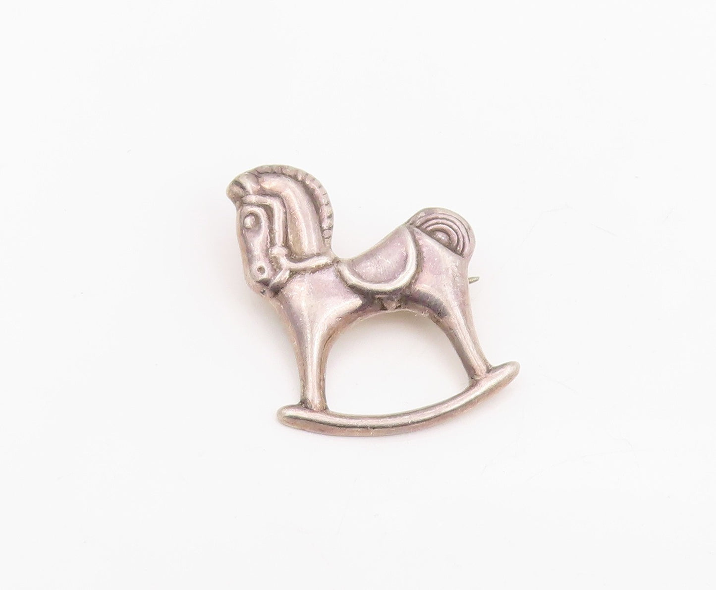 925 Sterling Silver Vintage Brooch Pin Classic Rocking Horse Figurine  BP12319