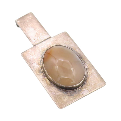 925 Sterling Silver Vintage Pendant Dark Tone Large Oval Gemstone  PT24010