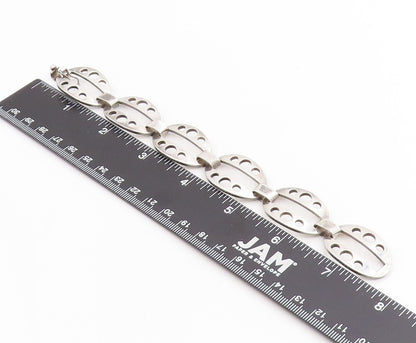 925 Sterling Silver Vintage Bracelet EUROPE Geometric Cut Out Link Chain BT11442