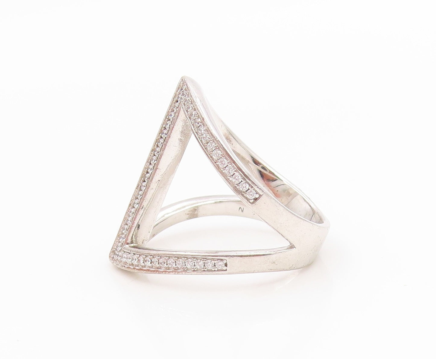925 Sterling Silver Vintage Ring CZ Abstract Geometric Pave Band  Sz 7  RG35829