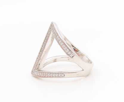 925 Sterling Silver Vintage Ring CZ Abstract Geometric Pave Band  Sz 7  RG35829
