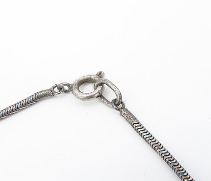 925 Silver Vintage Inlaid Black Onyx Butterfly Oxidized Chain Necklace NE1358