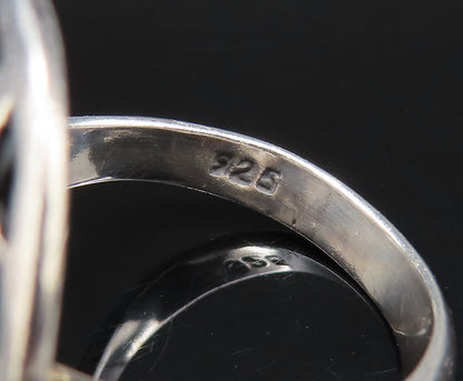 18K GOLD & 925 Silver  Vintage Open Swirl Frame & Dragonfly Ring Sz 7  RG26076