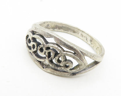 925 Sterling Silver  Vintage Open Swirl Design Tapered Band Ring Sz 8  RG11112