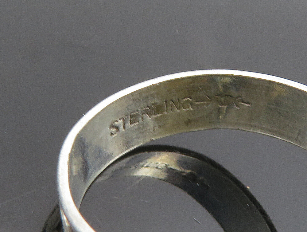 UNCAS 925 Sterling Silver  Vintage Ribbed Two Tone Flower Ring Sz 6.5  RG24665