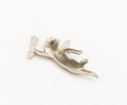 925 Sterling Silver  Vintage Solid Carved Flying Angels With Arrow   TR3650