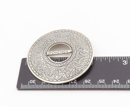 925 Sterling Silver Vintage Brooch SE SNORRE NORWAY Etched Disc Pin  BP12009