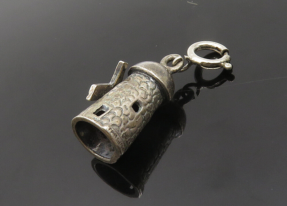 925 Sterling Silver  Vintage Dark Tone Windmill Motif Pendant  PT15914