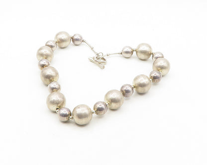 925 Sterling Silver  Vintage Shiny Textured Ball Beaded Chain Necklace  NE2934