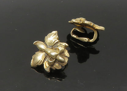 925 Sterling Silver  Vintage Flower Motif Non Pierce Drop Earrings  EG10972