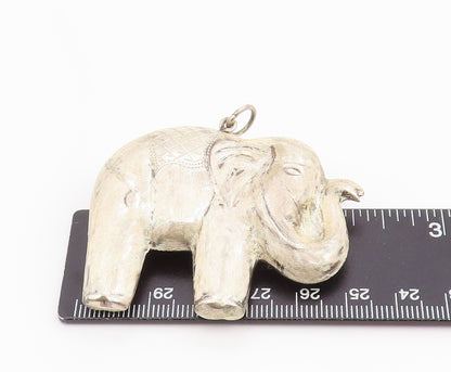925 Sterling Silver Vintage Pendant Classic Etched Majestic Elephant  PT26011