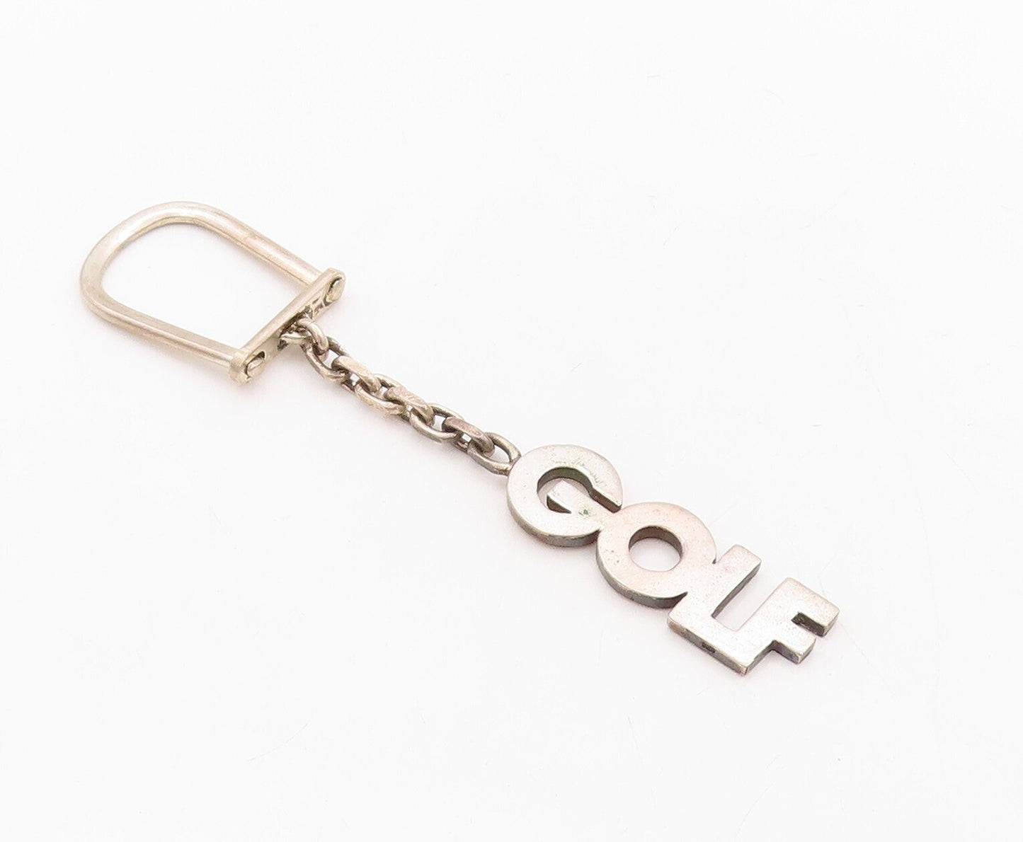 925 Sterling Silver Vintage Keychain Minimalist Solid Cutout GOLF  TR3808