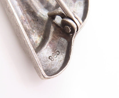 925 Sterling Silver Vintage Brooch Pin EUROPE Solid Dented Carved Bow  BP10909