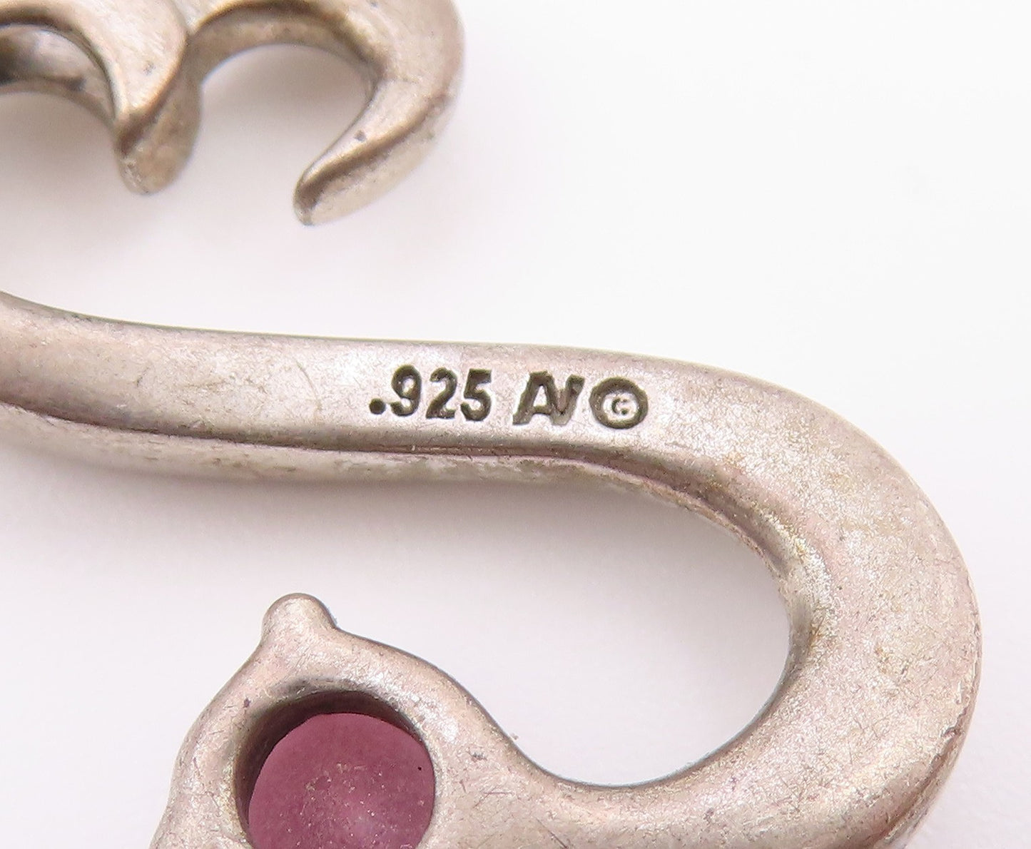 925 Sterling Silver  Vintage Pink Topaz Infinity Love Heart Pendant  PT16603