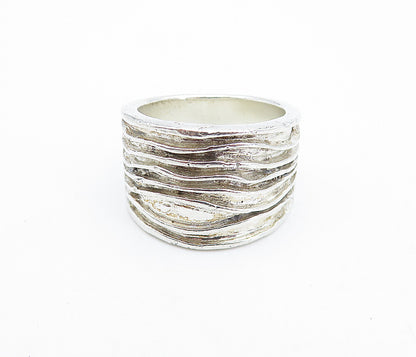 925 Sterling Silver  Vintage Modernist Wavy Tapered Band Ring Sz 6  RG4759