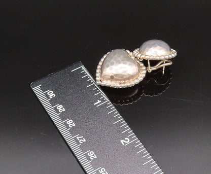 925 Sterling Silver  Vintage Hammered Bead Ball & Love Heart Earrings  EG12272