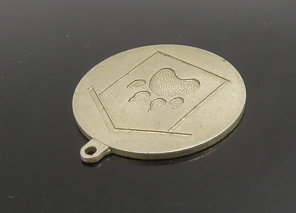 925 Sterling Silver  Vintage Dog Paw Print & House Round Pendant  PT19108