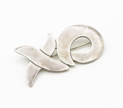 MEXICO 925 Sterling Silver  Vintage XO Hugs & Kisses Smooth Brooch Pin  BP6136
