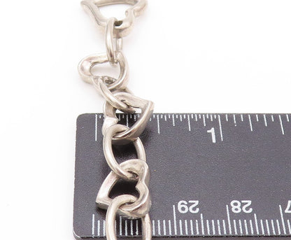 925 Sterling Silver Vintage Bracelet Rings & Cutout Hearts Linked  BT11135