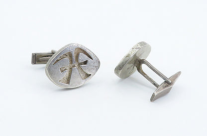 925 Sterling Silver  Vintage Shiny Stamped Design Whale Back Cuff Links TR1275