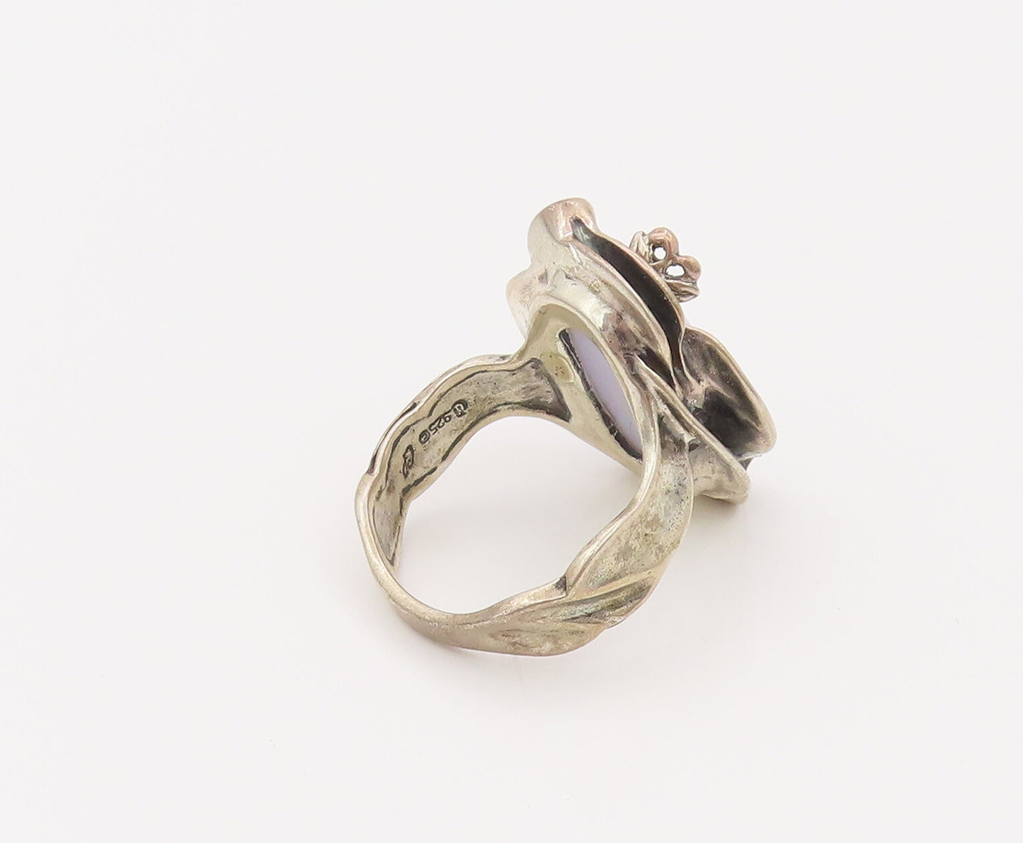 CAROLYN POLLACK 925 Silver  Vintage Oval Agate Floral Ring Sz 10.5 RG26656