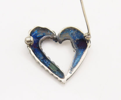 925 Sterling Silver Vintage Brooch Pin YURMAN Carved Rope Effect Heart  BP10598