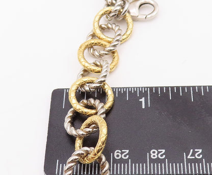 925 Sterling Silver Vintage Bracelet Gold Plated Smoky Quartz & CZ Ball  BT10839