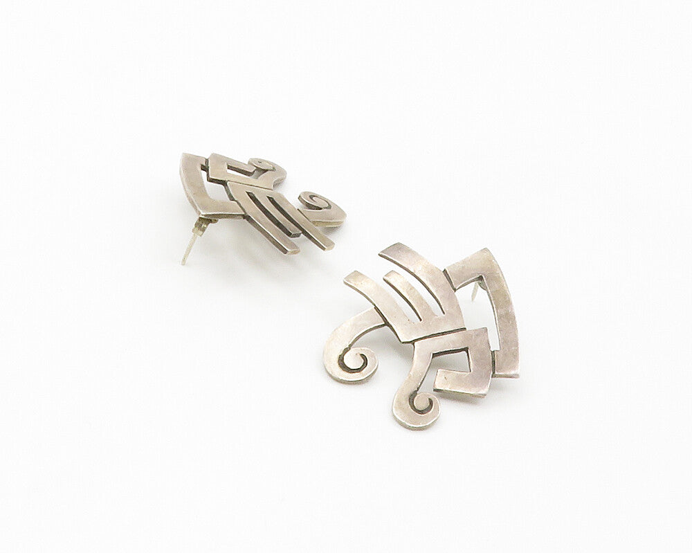 925 Sterling Silver  Vintage Smooth Dark Tone Design Drop Earrings  EG7441