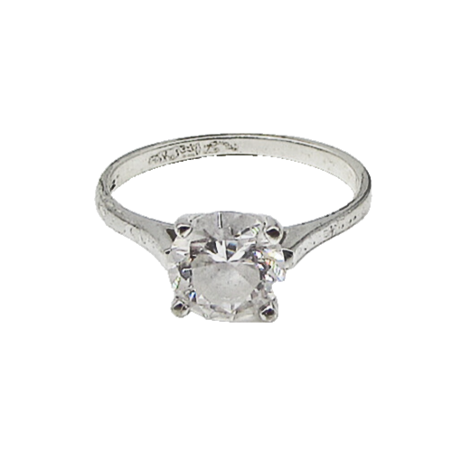 925 Sterling Silver  White Cubic Zirconia Engagement Ring Sz 9  RG2962