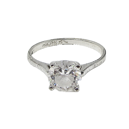 925 Sterling Silver  White Cubic Zirconia Engagement Ring Sz 9  RG2962