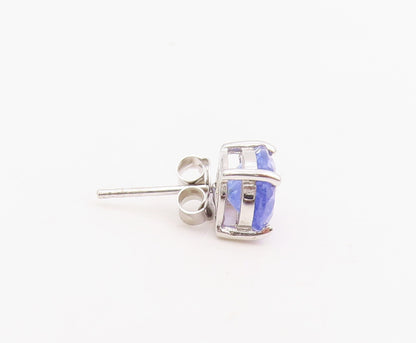 925 Sterling Silver Vintage Earrings Minimalist Oval Cut Tanzanite Studs EG13823